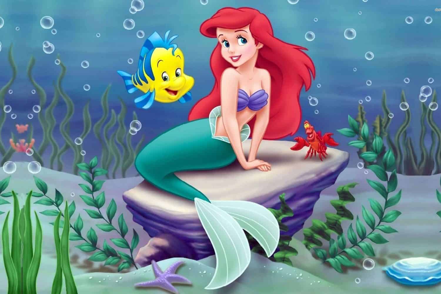 Ariel with red hair underwater