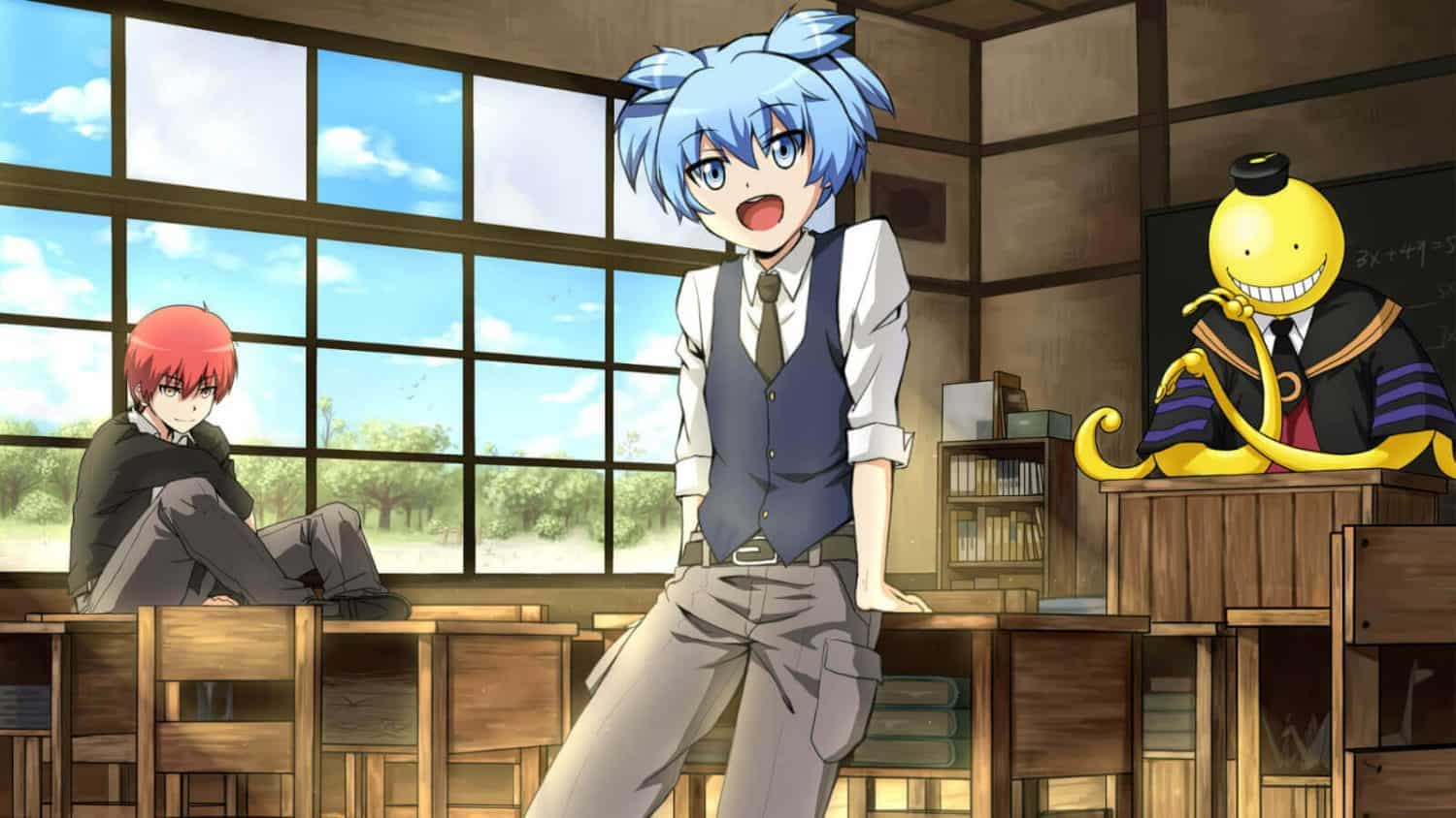 Koro-sensei and Class 3-E in Assassination Classroom