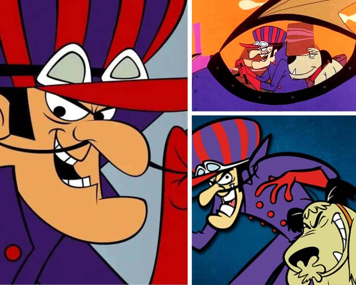 Dick Dastardly from Wacky Races with long nose, mustache, and villain grin
