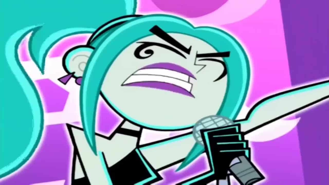 Ember McLain with flaming blue hair