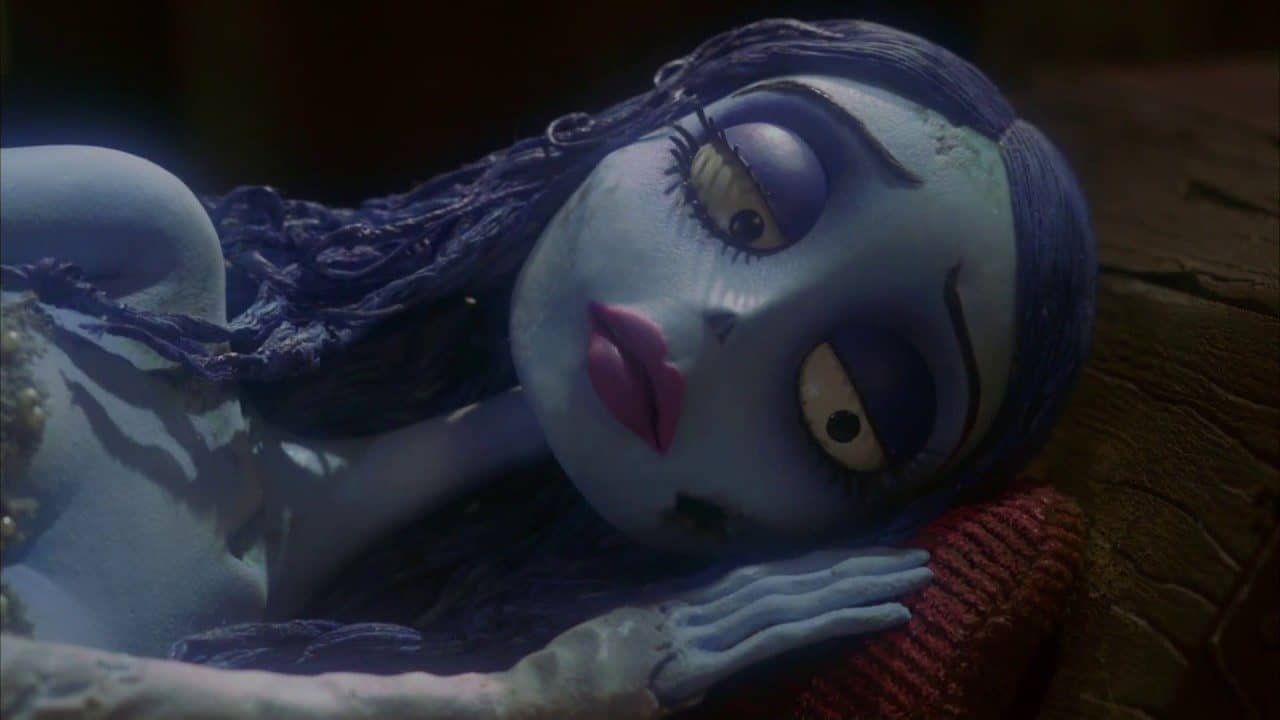 Emily from Corpse Bride with flowing blue hair