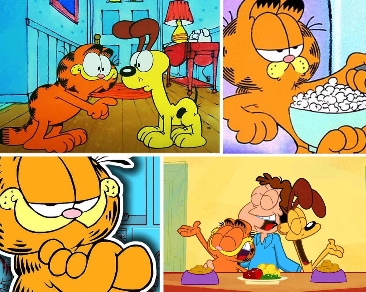 Garfield eating lasagna