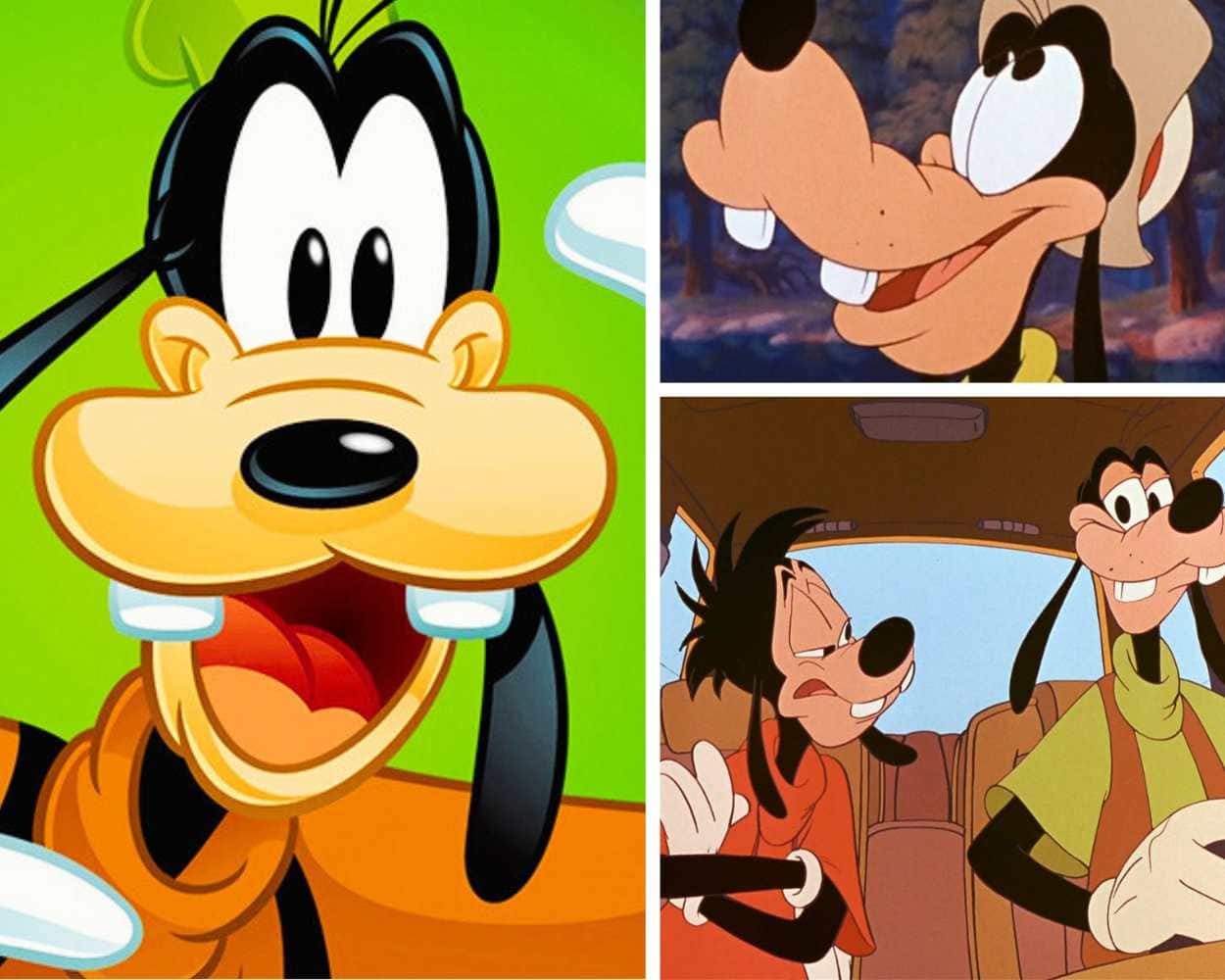 Goofy Disney character smiling with a big round black nose