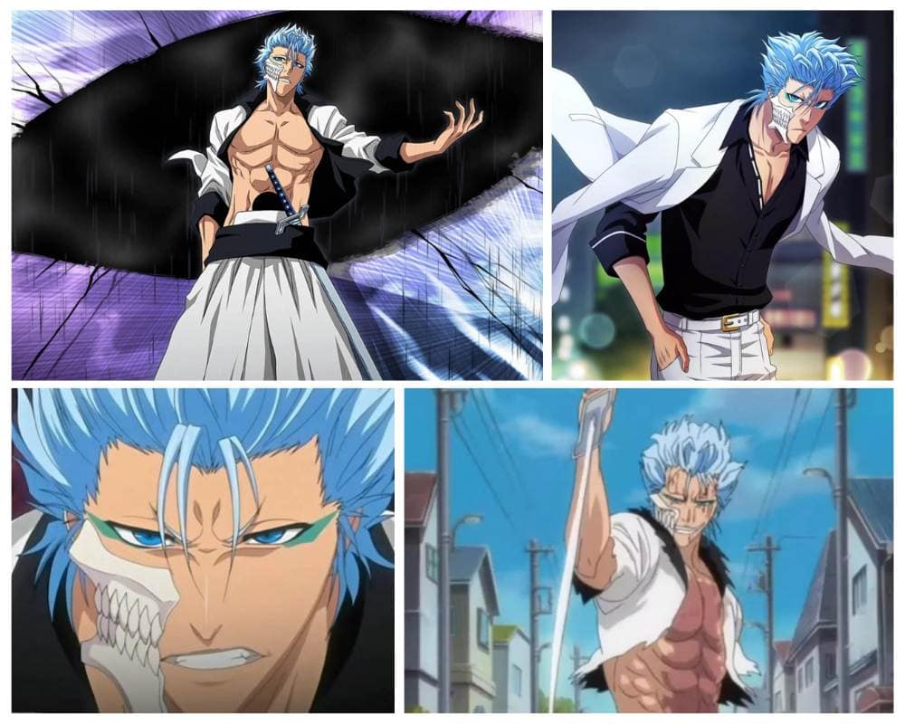 Grimmjow from Bleach with electric blue hair
