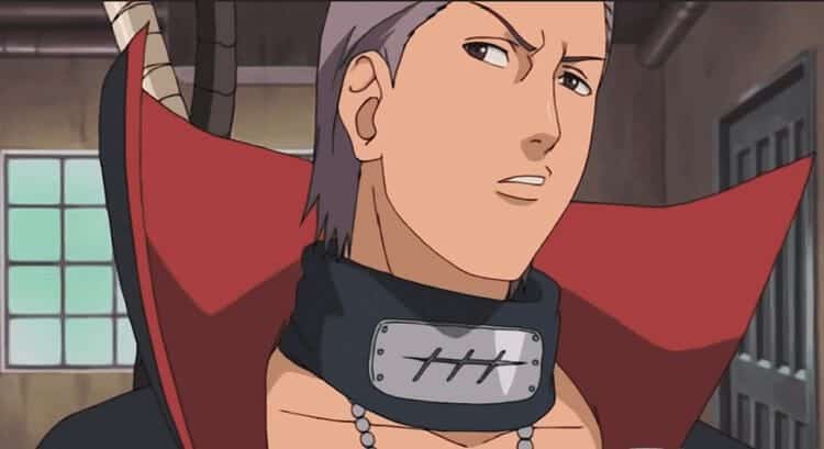 Hidan from Naruto Shippuden laughing during a violent ritual scene, a gruesome anime villain moment