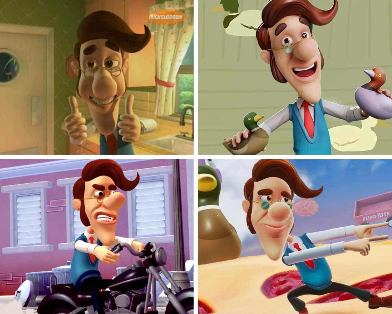 Hugh Neutron from Jimmy Neutron with a big nose and glasses