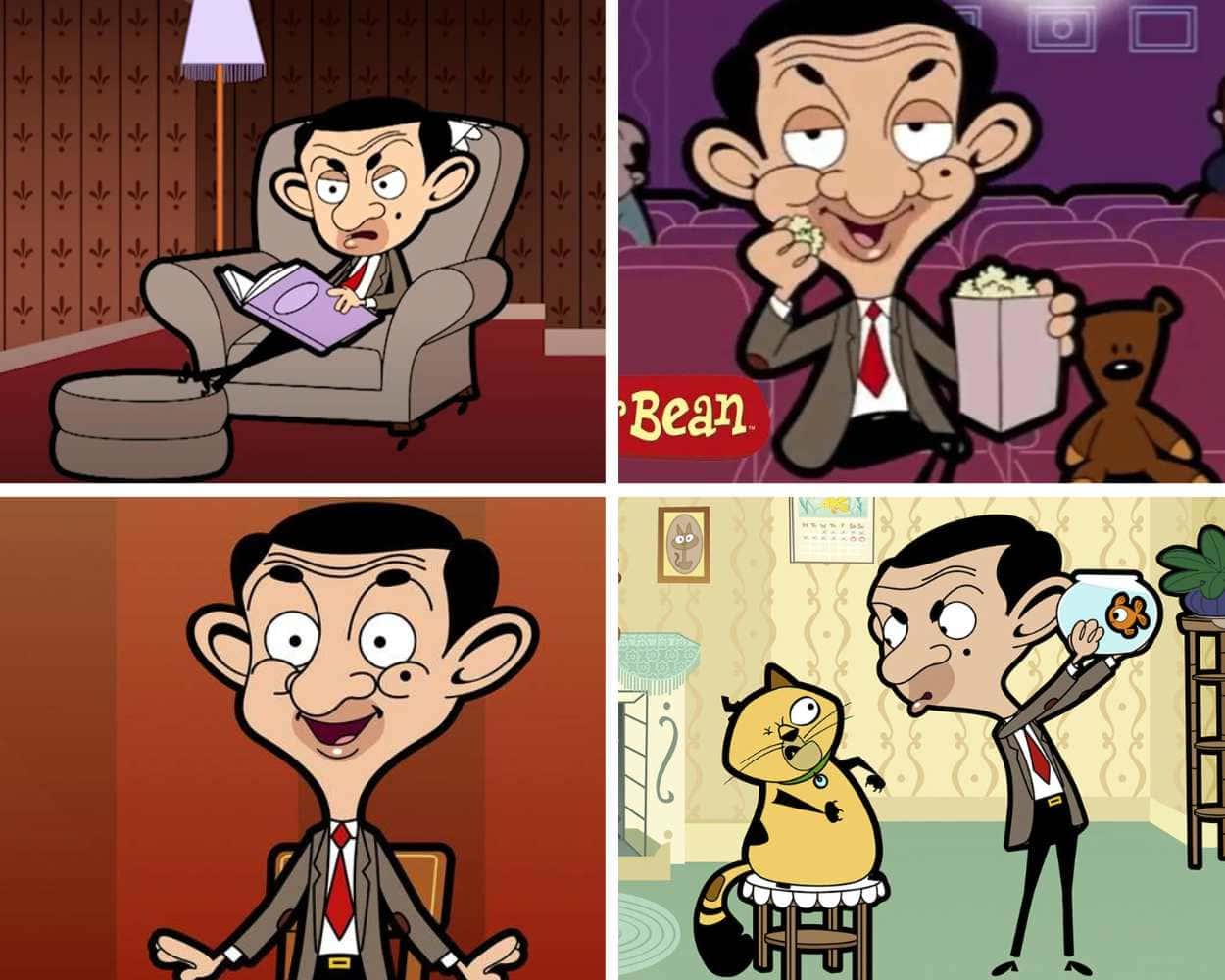 Mr. Bean cartoon character with a prominent nose and small smile