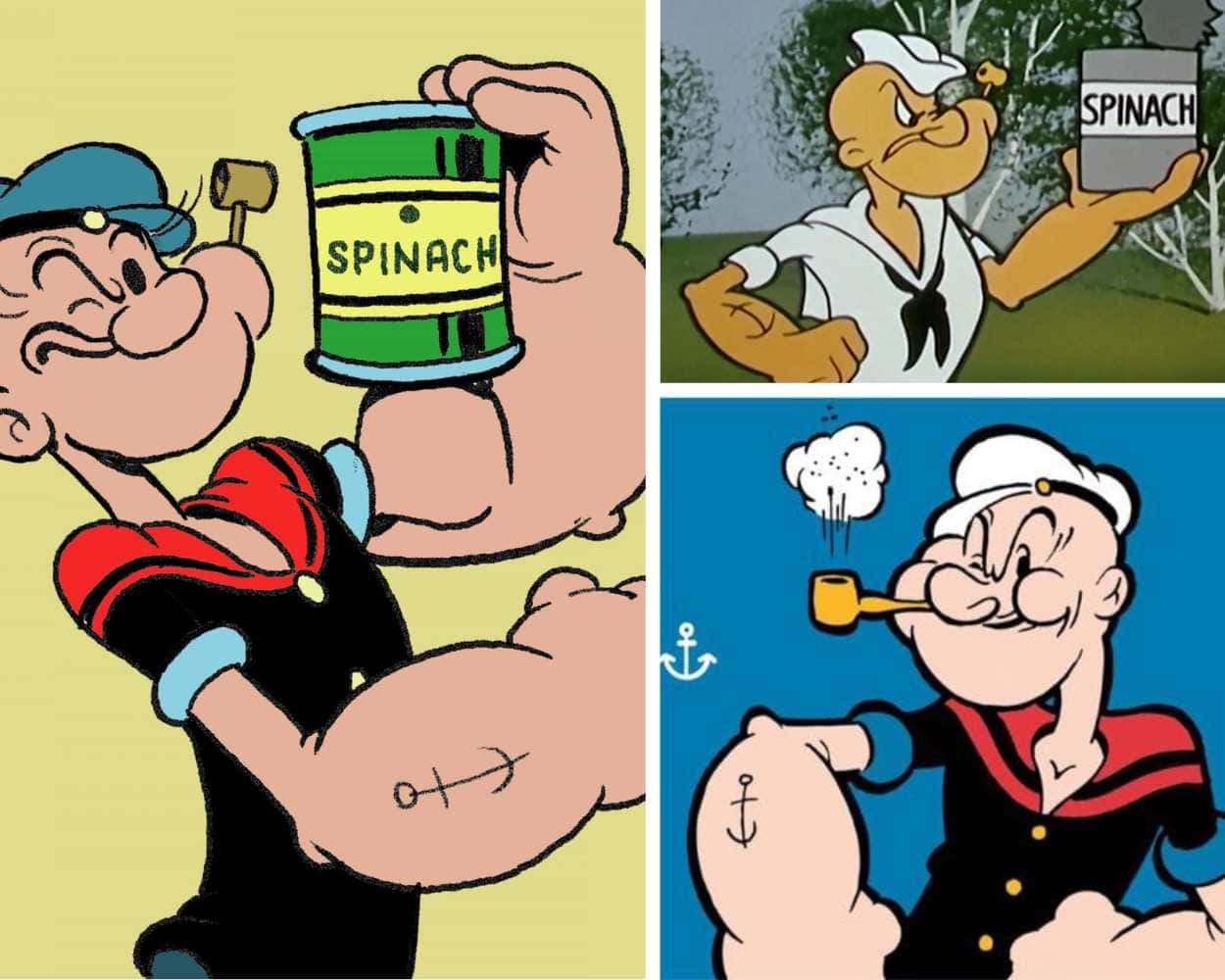 Popeye showing muscles