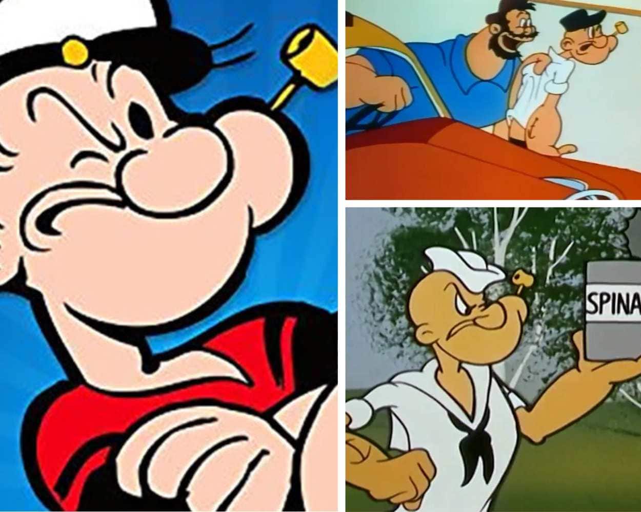Popeye the Sailor Man with a large nose, pipe, and sailor hat
