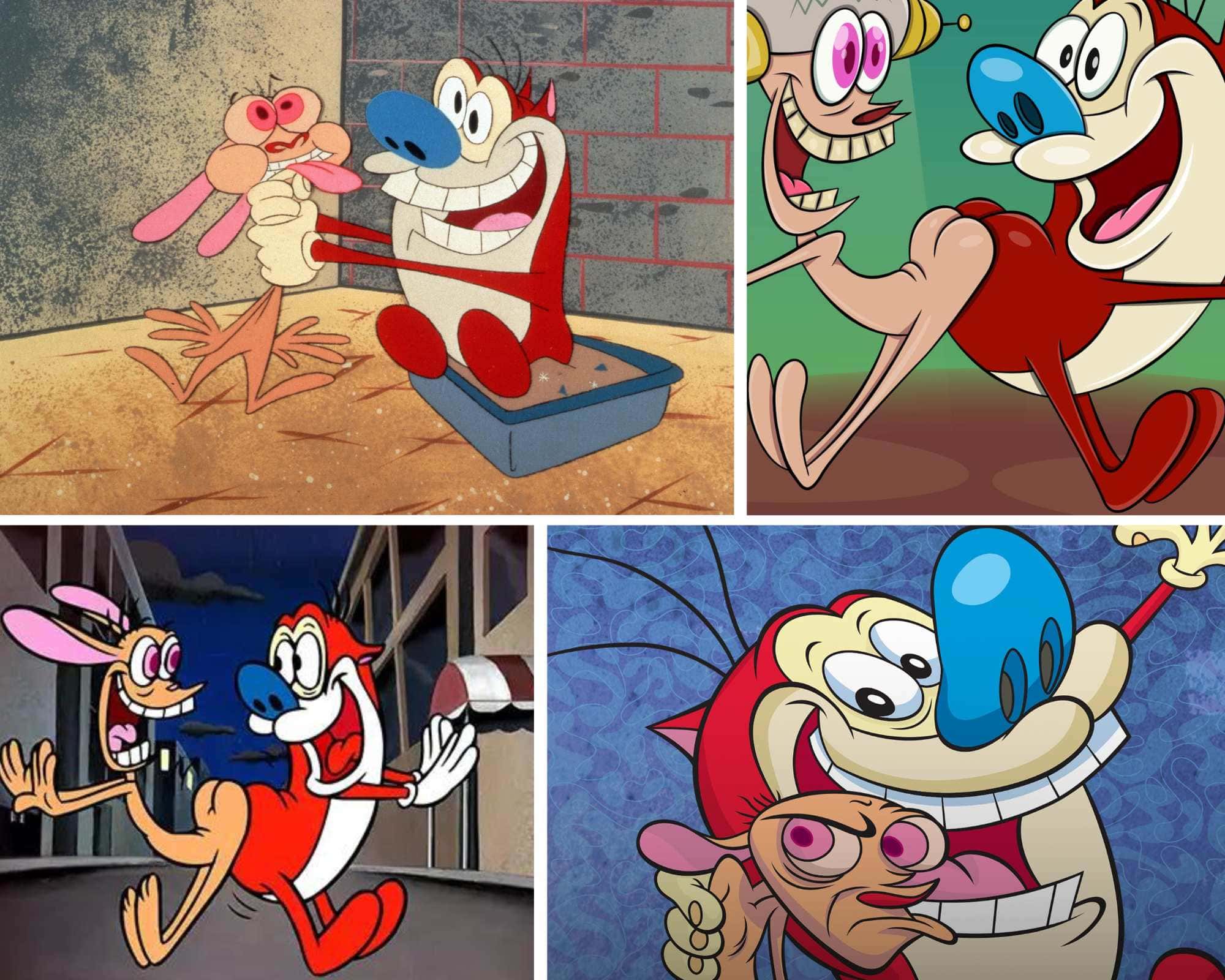 Ren and Stimpy cartoon duo, influential 90s animated characters