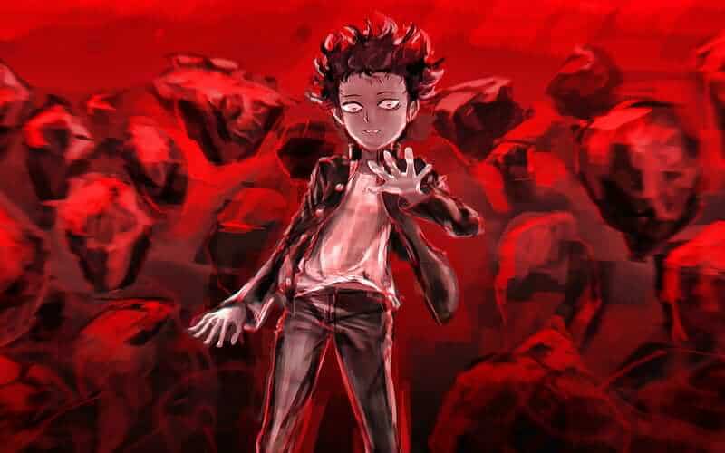 Shigeo Kageyama (Mob) from Mob Psycho 100 using overwhelming telekinetic psychic power
