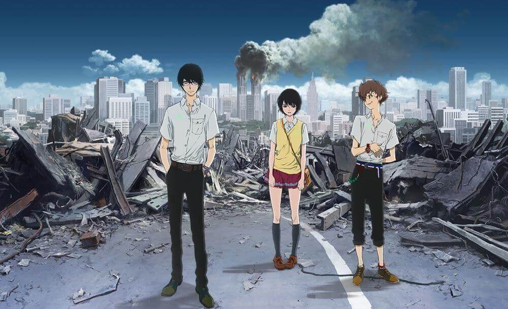 Terror in Resonance anime poster featuring Nine and Twelve, teenage terrorists as protagonists