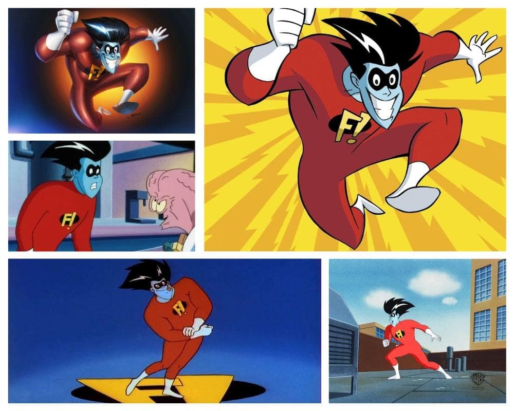 Freakazoid as a fast cartoon superhero character