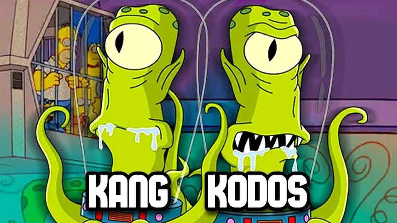 Kang and Kodos green alien characters from The Simpsons known for Treehouse of Horror appearances