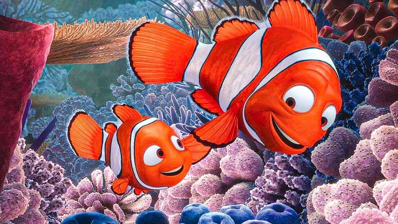 Nemo the clownfish from Finding Nemo, a famous cartoon sea animal character and kids ocean movie icon
