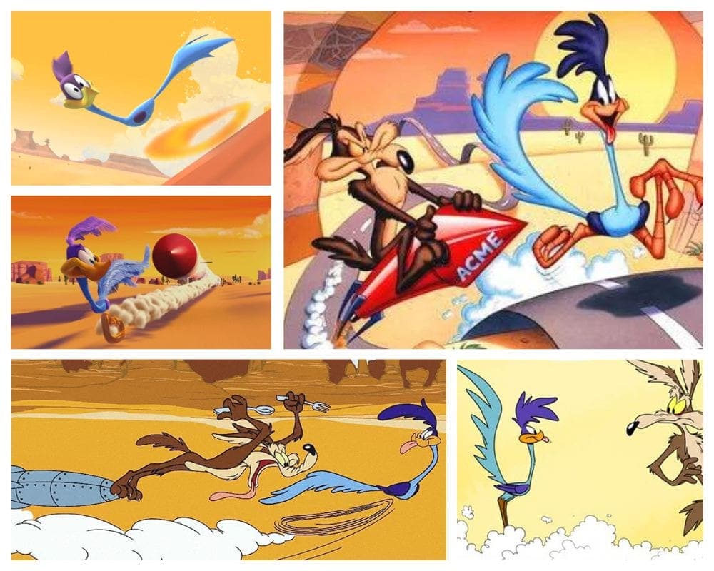 Road Runner as a fast cartoon character bird