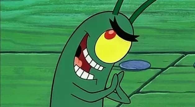Plankton small green SpongeBob villain character known for trying to steal the Krabby Patty secret formula