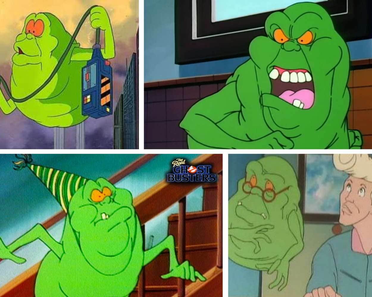 Slimer green ghost character from Ghostbusters known for slime trail and hungry personality