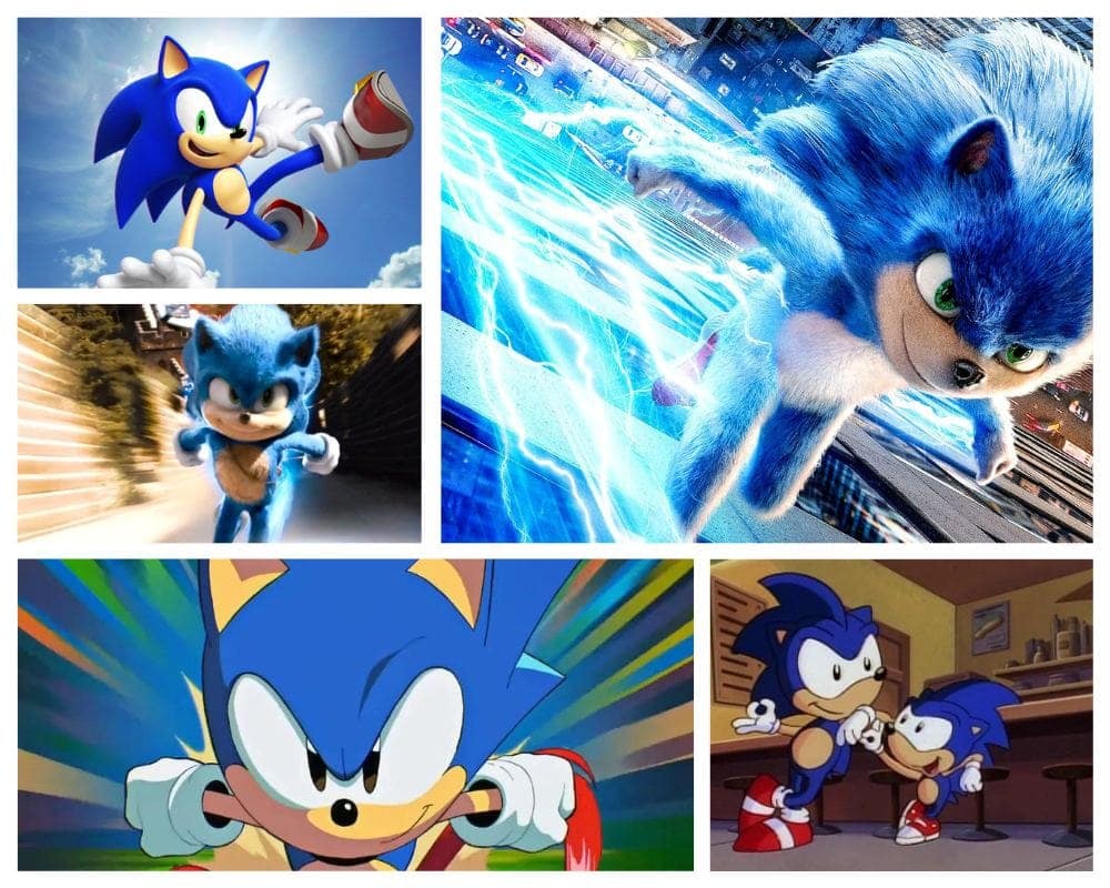 Sonic the Hedgehog as a fast blue cartoon character