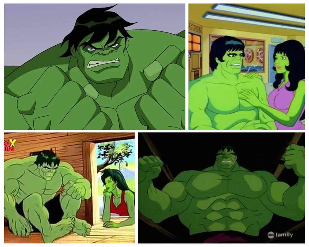 The Incredible Hulk green superhero with super strength, one of the most famous green characters in Marvel