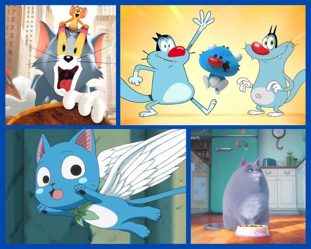 cartoon with blue cat