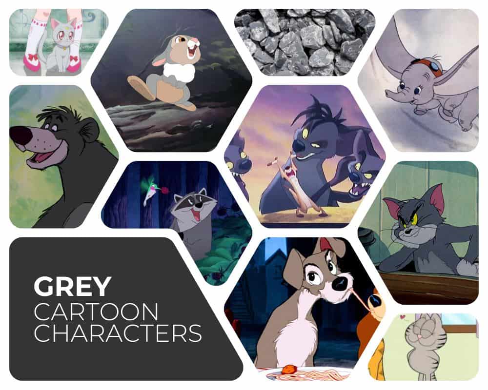 10 Grey Cartoon Characters