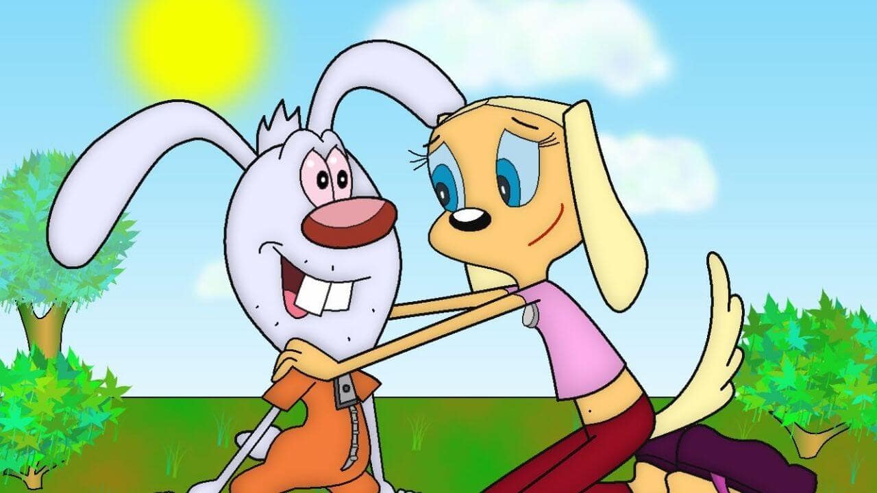Mr Whiskers white cartoon rabbit character