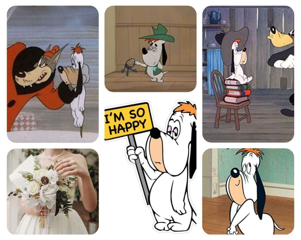 Droopy Dog delivering his iconic I'm happy catchphrase