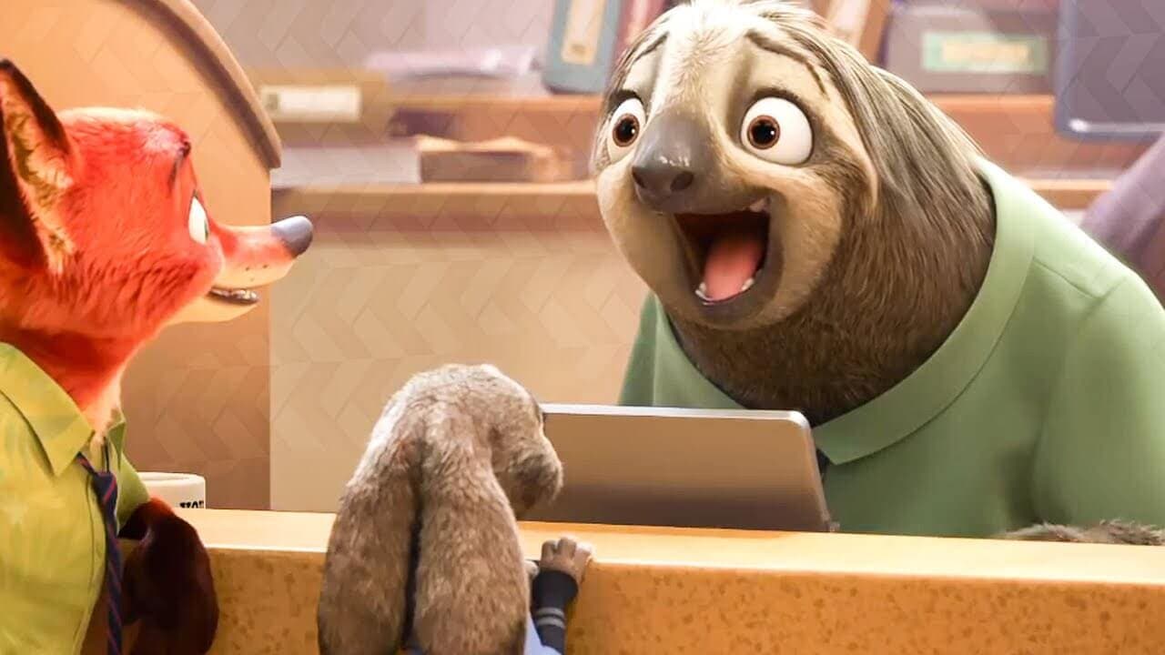 Flash the slow-talking sloth at the DMV in Zootopia