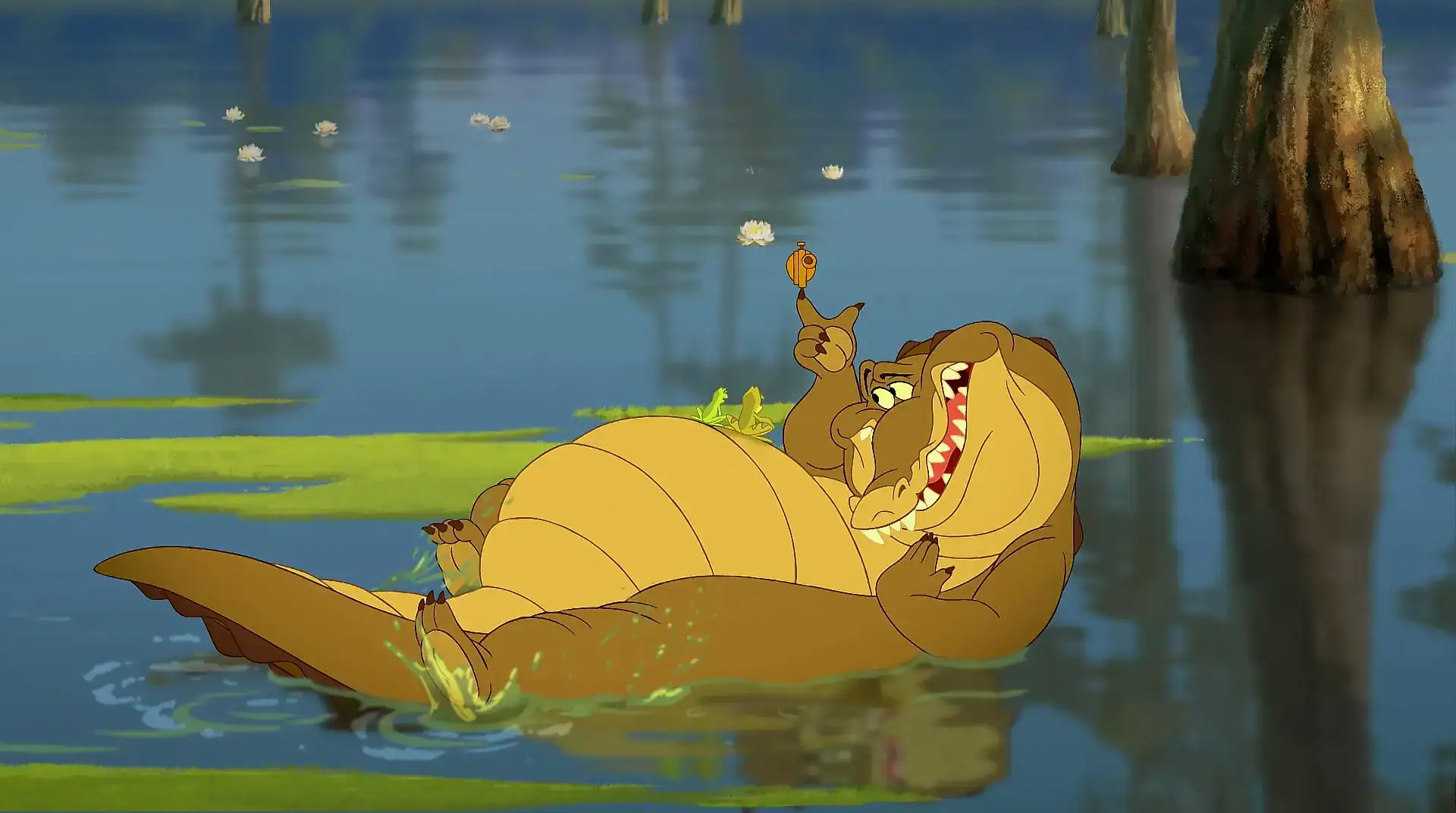 Louis the trumpet-playing alligator from The Princess and the Frog
