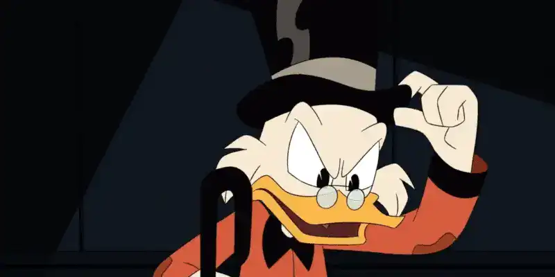 Scrooge McDuck swimming in his vault of gold coins