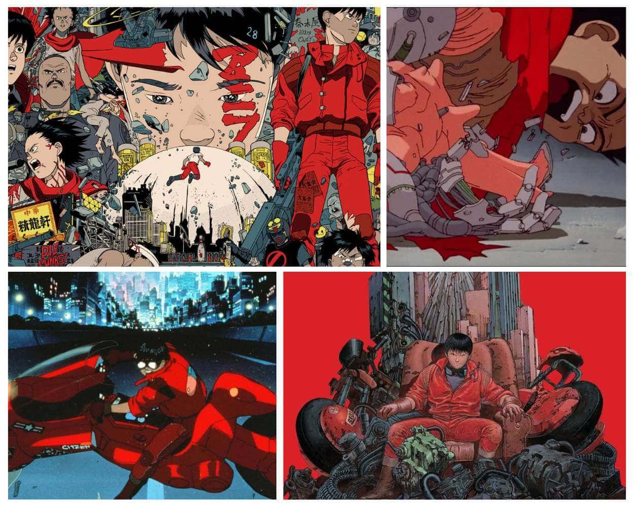 Kaneda and the neon cyberpunk city lights of Akira