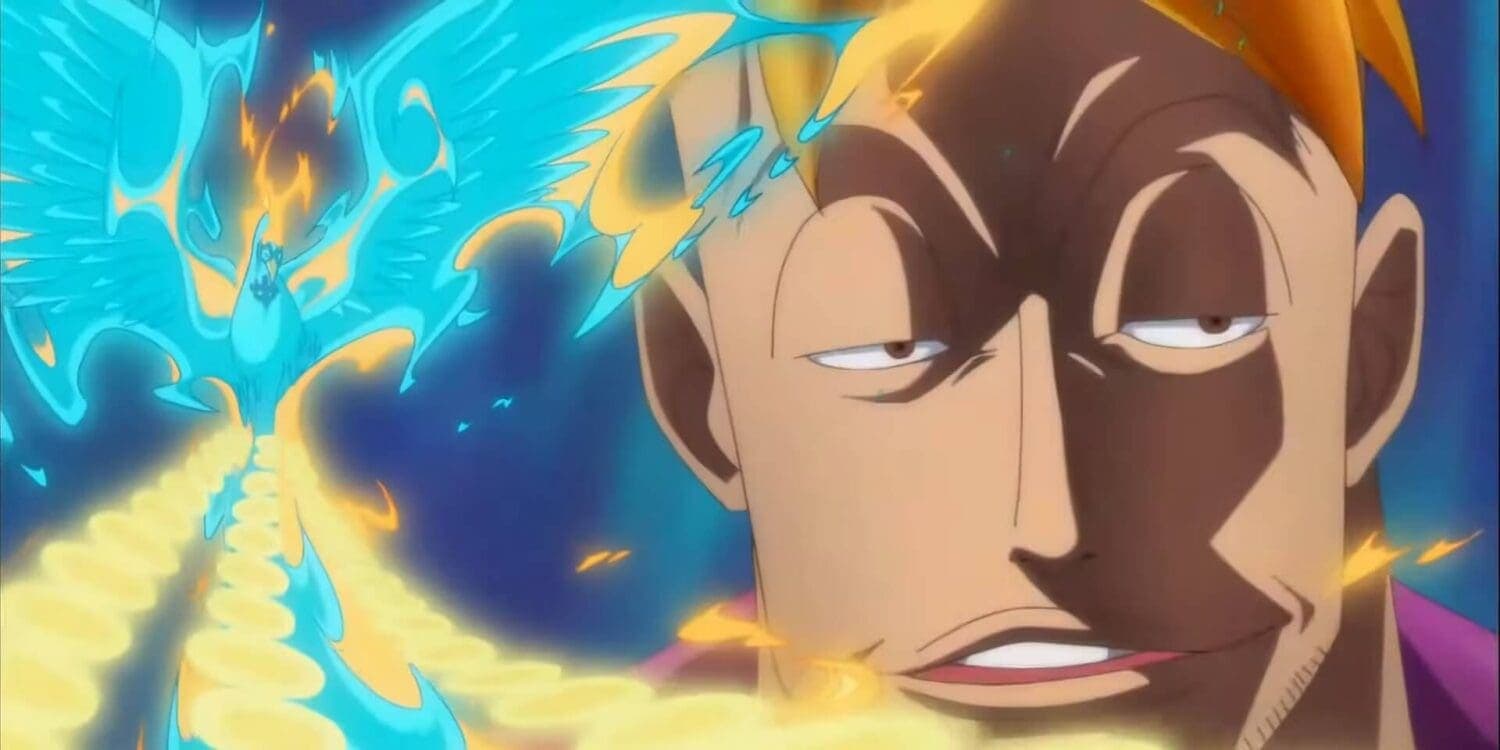 Marco the Phoenix One Piece blue flames