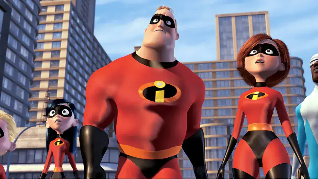 Elastigirl with the Parr family from The Incredibles