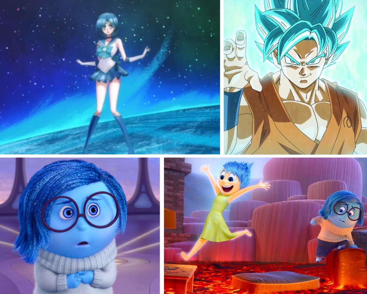 anime characters with blue hair