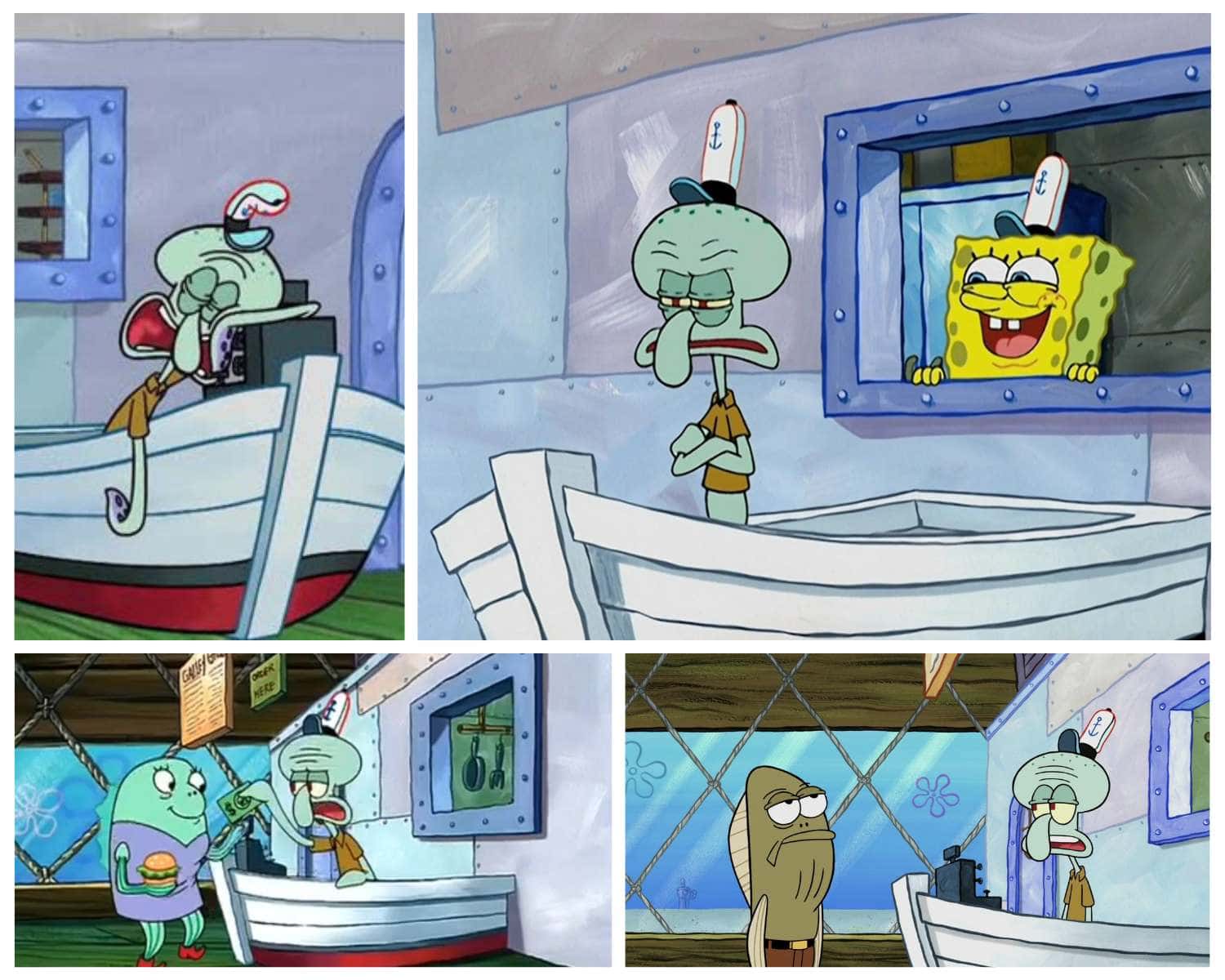 Squidward at the Krusty Krab