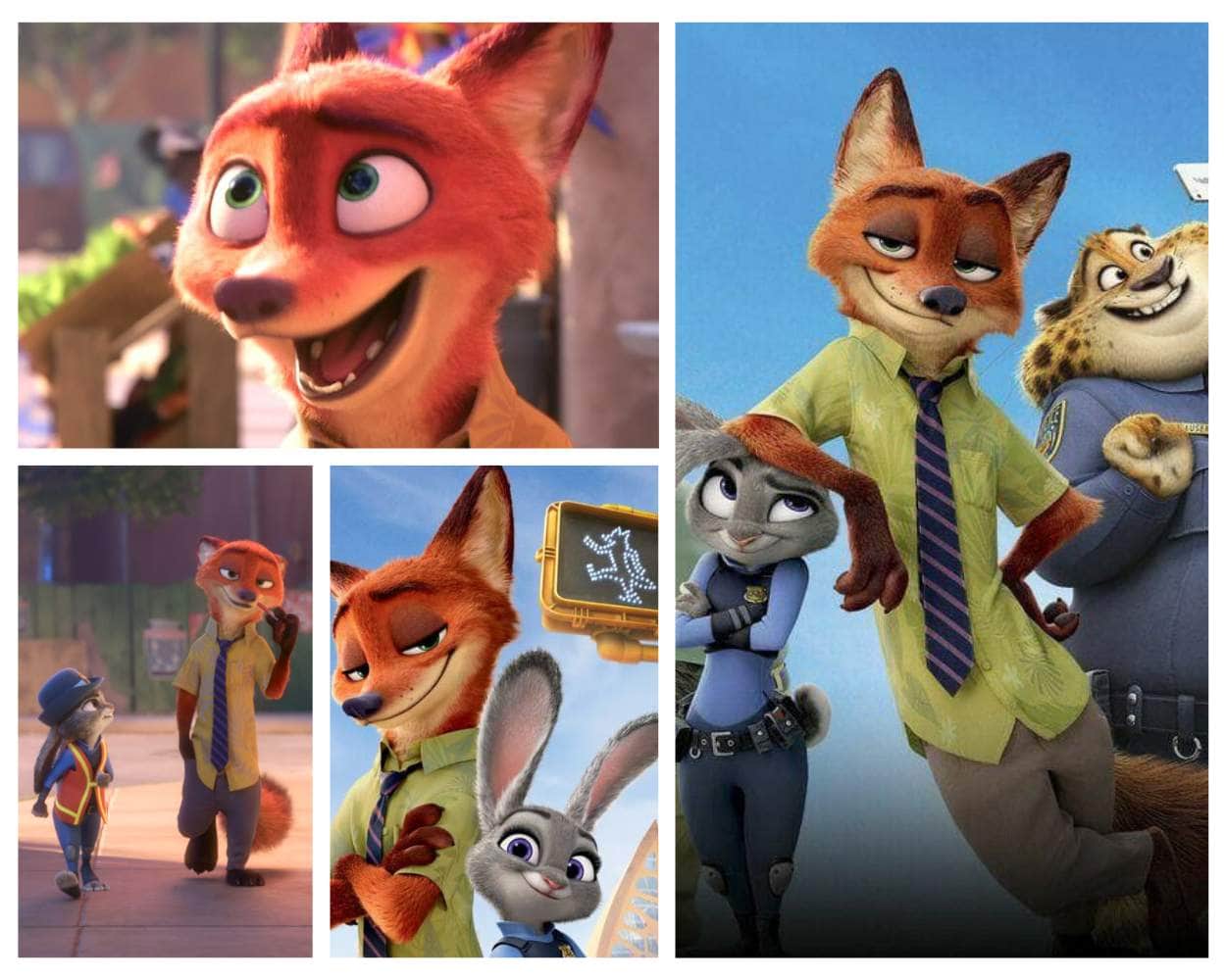 Nick Wilde outfit green Hawaiian shirt striped tie character design