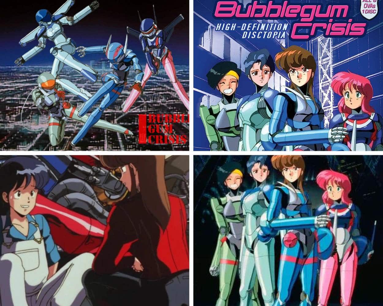 The Knight Sabers in their hardsuits overlooking Neo-Tokyo