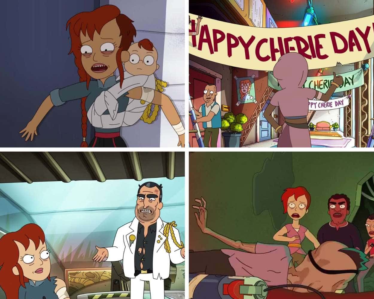 Cherie from Solar Opposites appearance with red hair