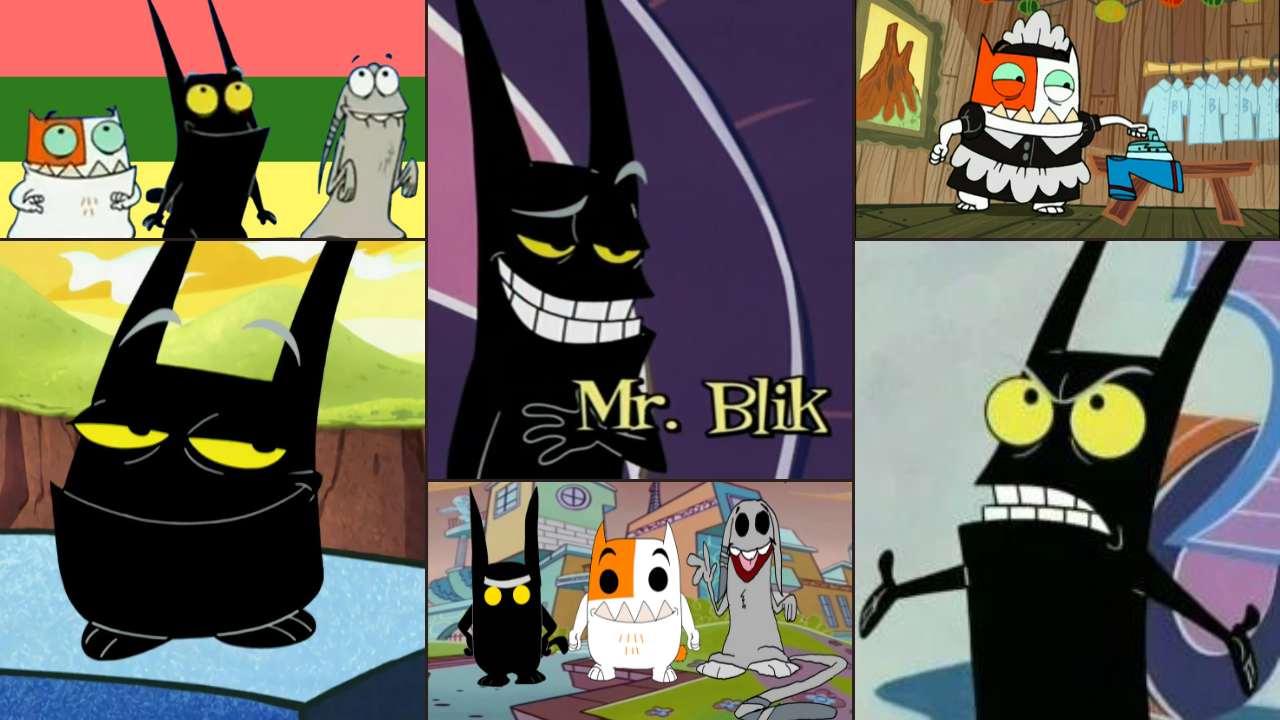 Mr. Blik from Catscratch black cat character with yellow eyes