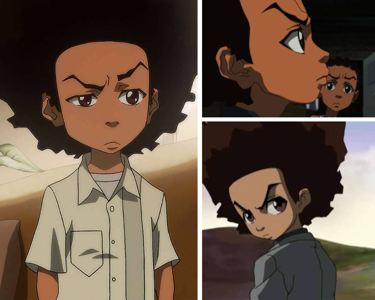 Huey Freeman from The Boondocks with serious expression