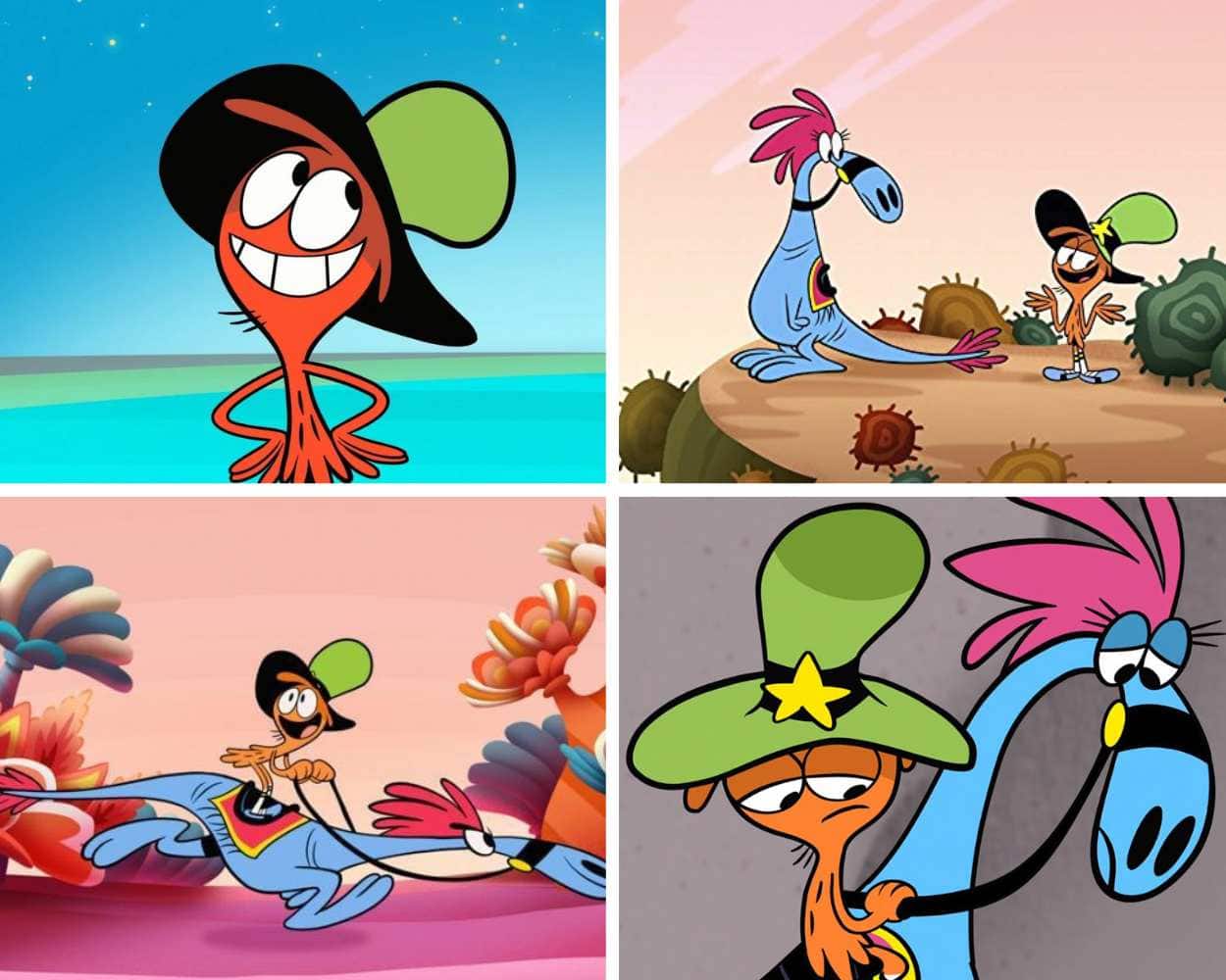 Wander physical appearance - magical floppy green hat orange fur