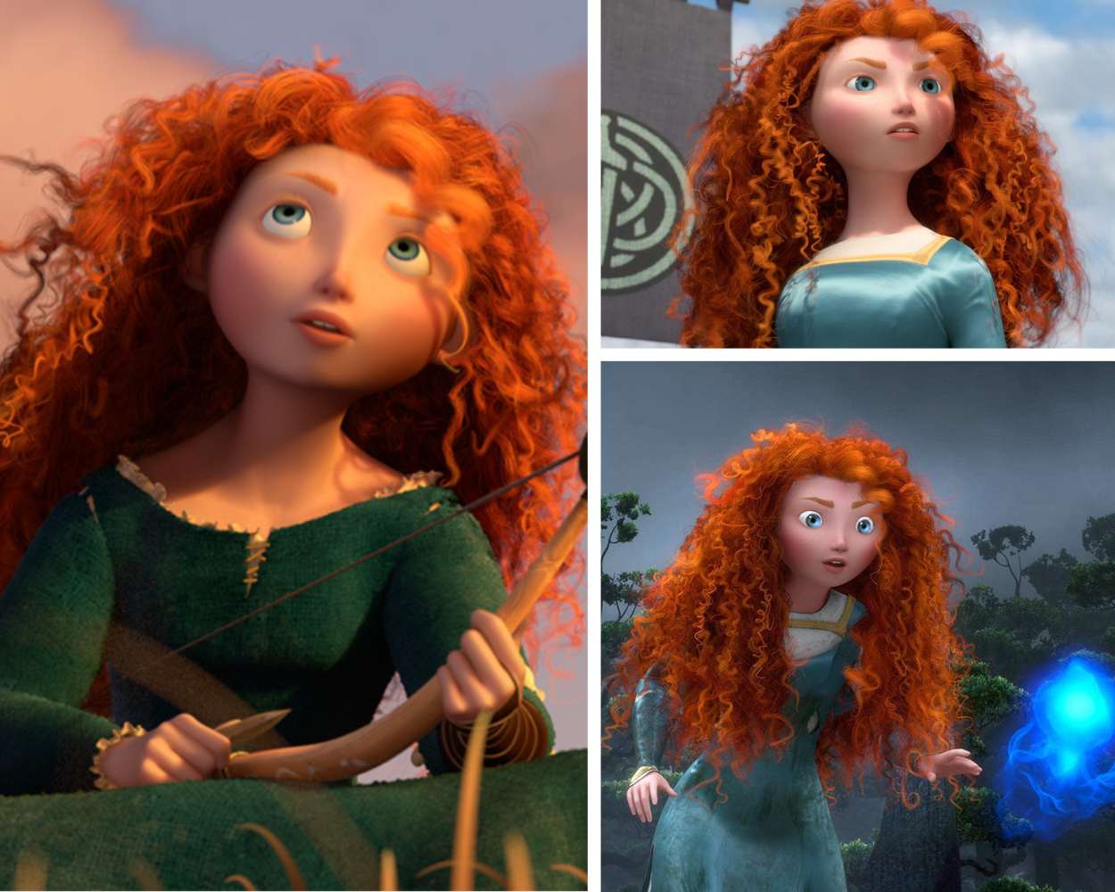 Merida of DunBroch from Brave, a Disney Pixar female cartoon character with big curly red hair