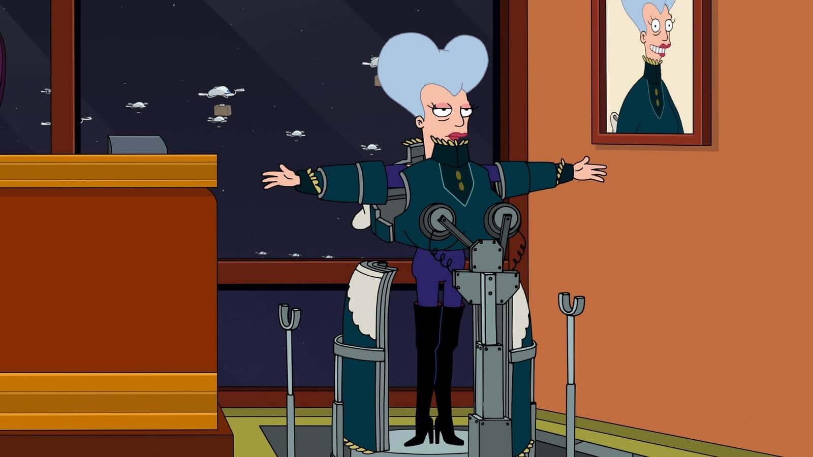 Mom from Futurama smiling menacingly