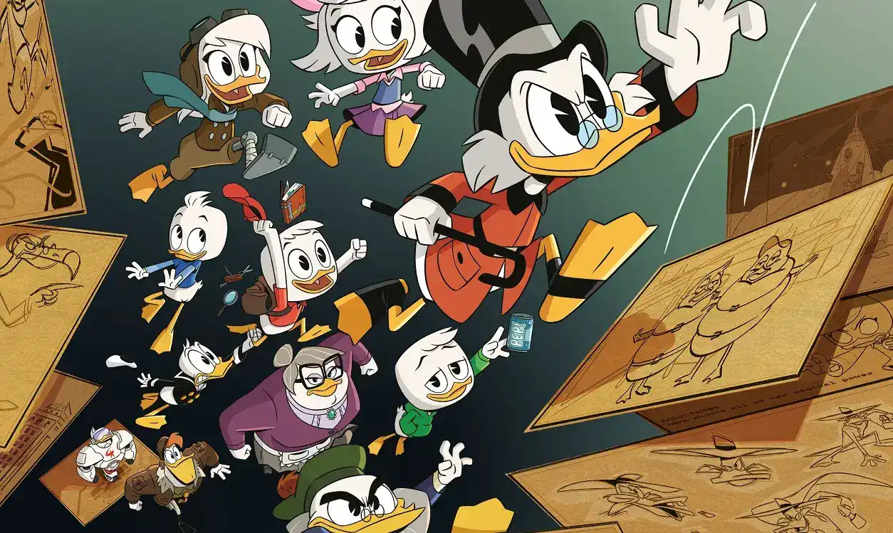 Scrooge McDuck swimming in gold coins