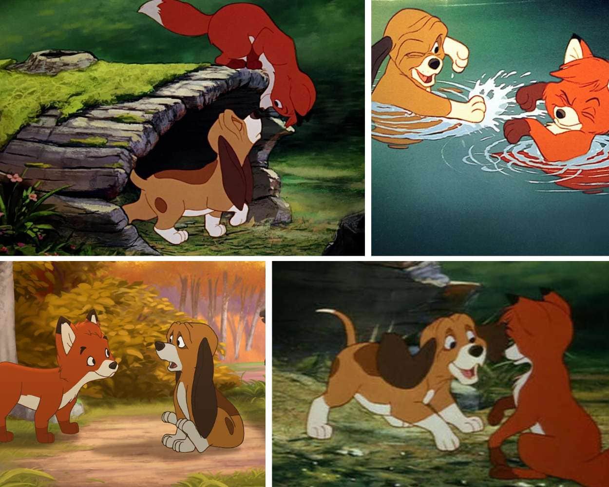 Todd and Copper playing together in The Fox and the Hound