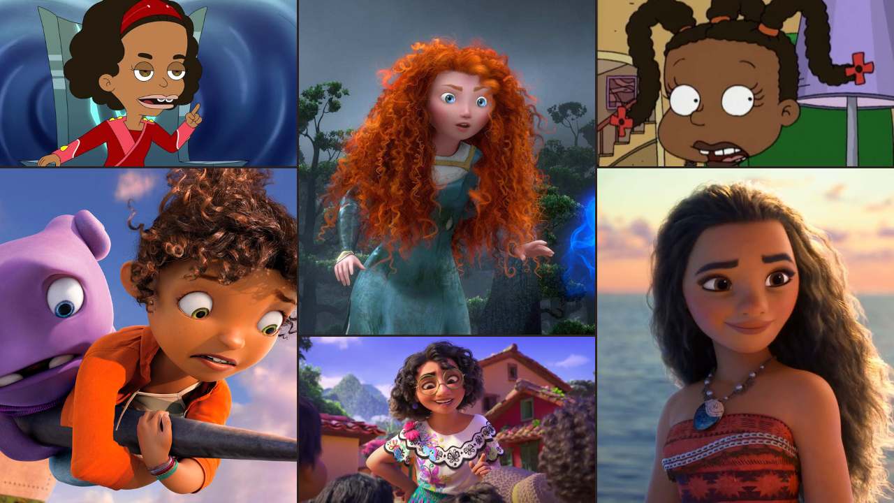 female cartoon characters with curly hair