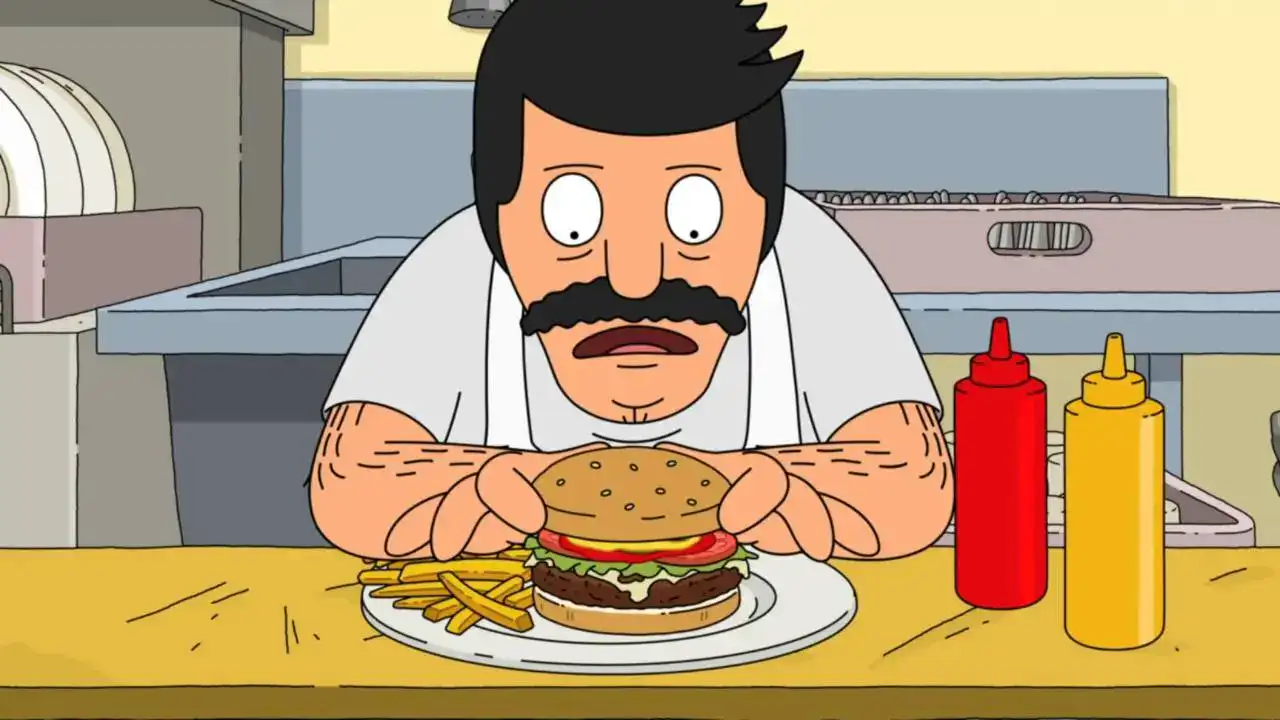 Bob Belcher eating a burger